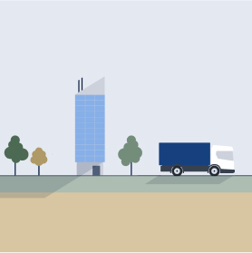 Coloured drawing of city