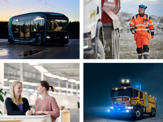 Images of concept vehicle, driver, employees and fire engine