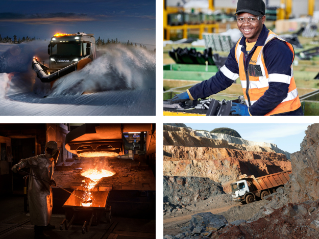 Images of snow plough, employees and foundry operations