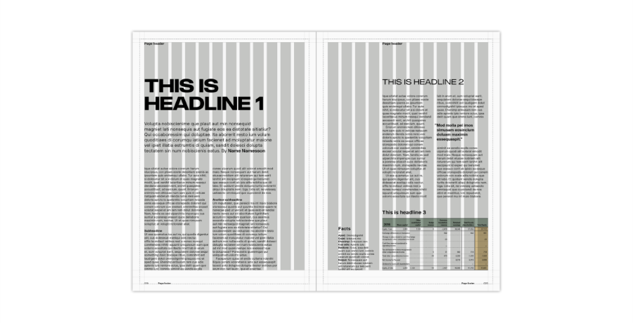 Brochure grid spreads