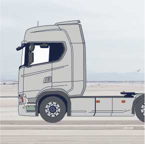 Illustration of a truck combined with a background photo.