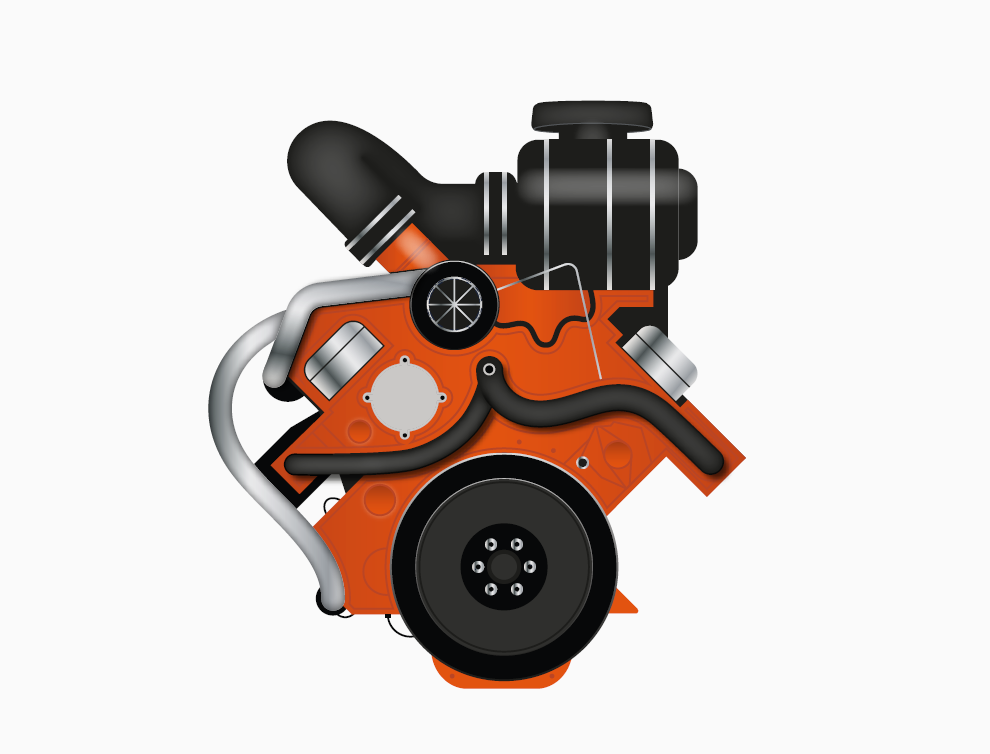 Detailed illustration of orange engine