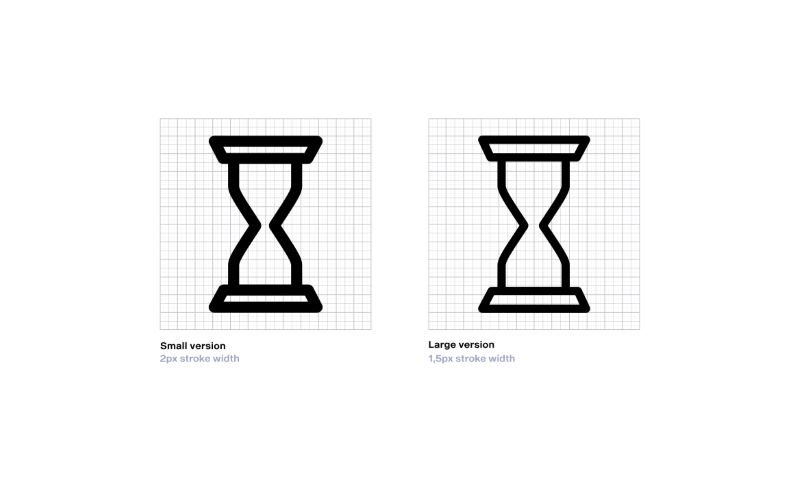 Illustration of different stroke width for different sizes