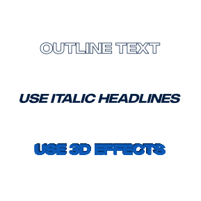 Text in outline, italic and 3D