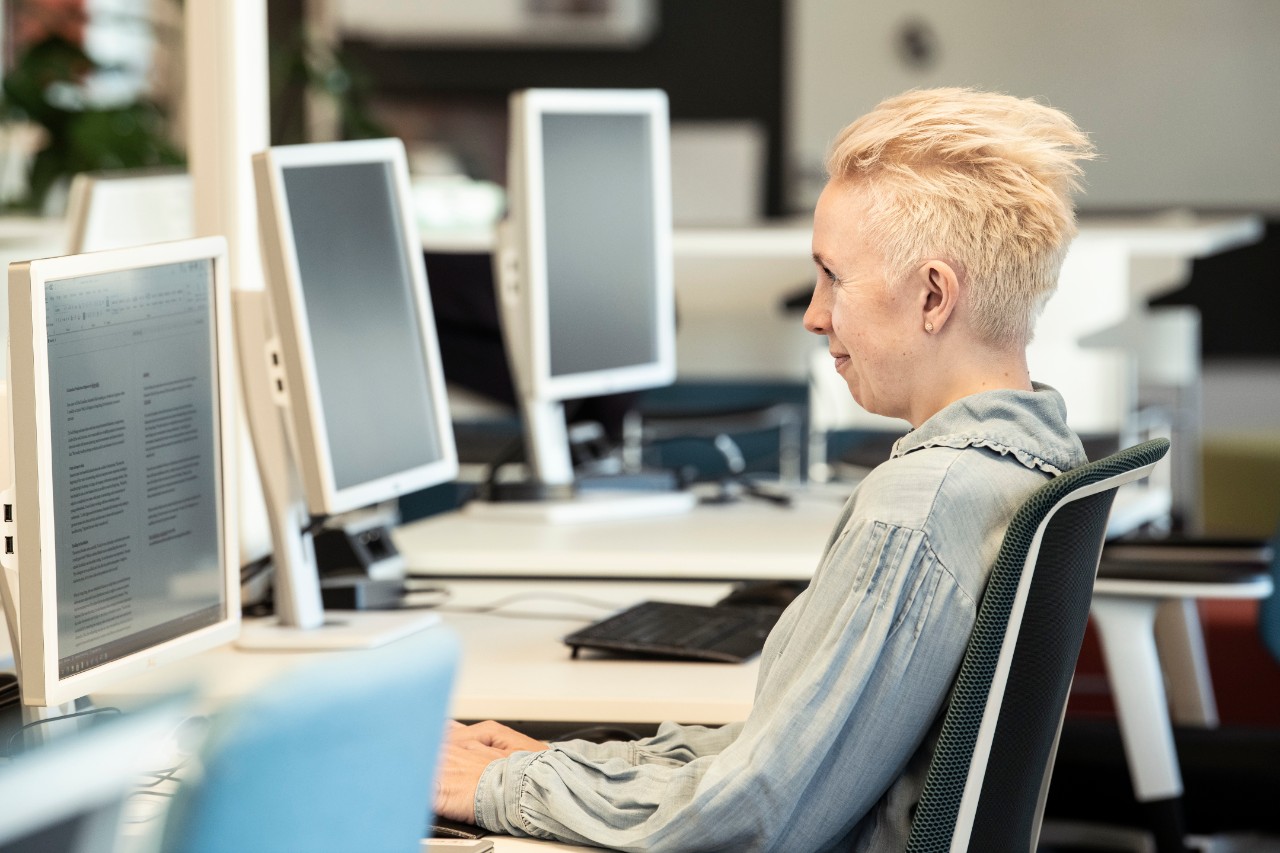 Woman at a computer