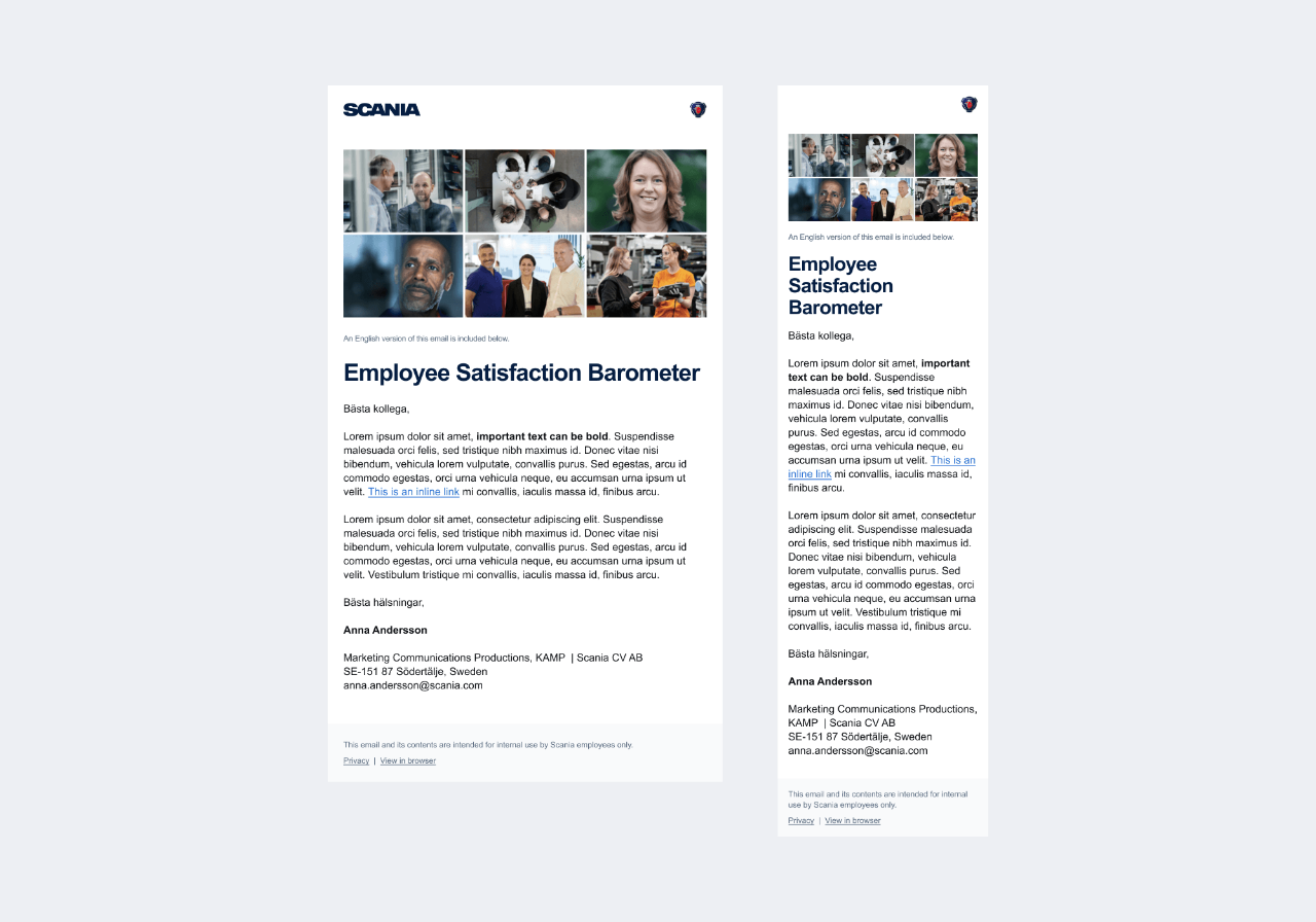 Example of internal email