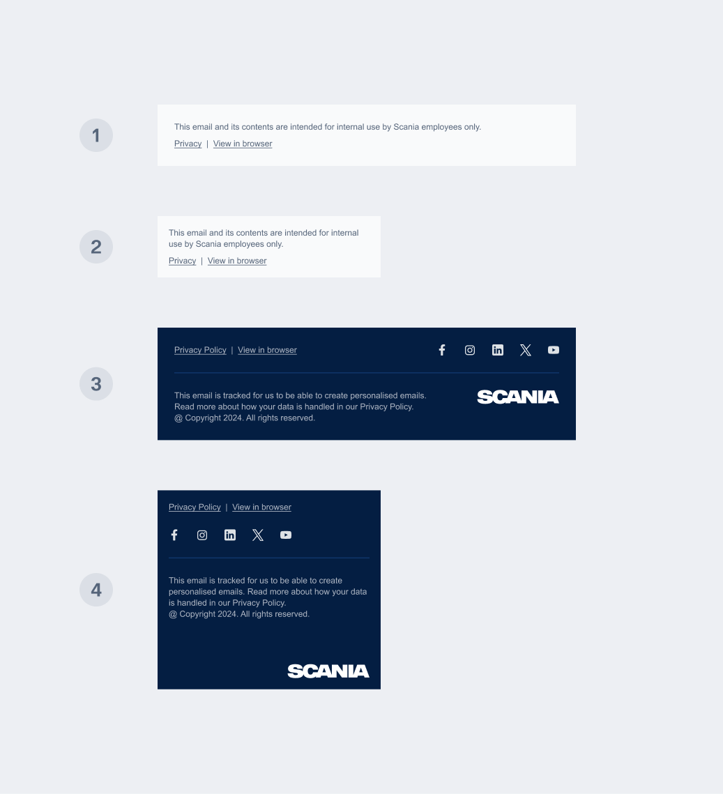 Different email footers