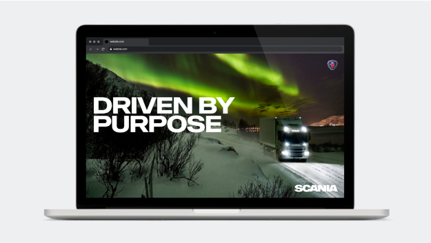 Image with truck and text Driven by purpose