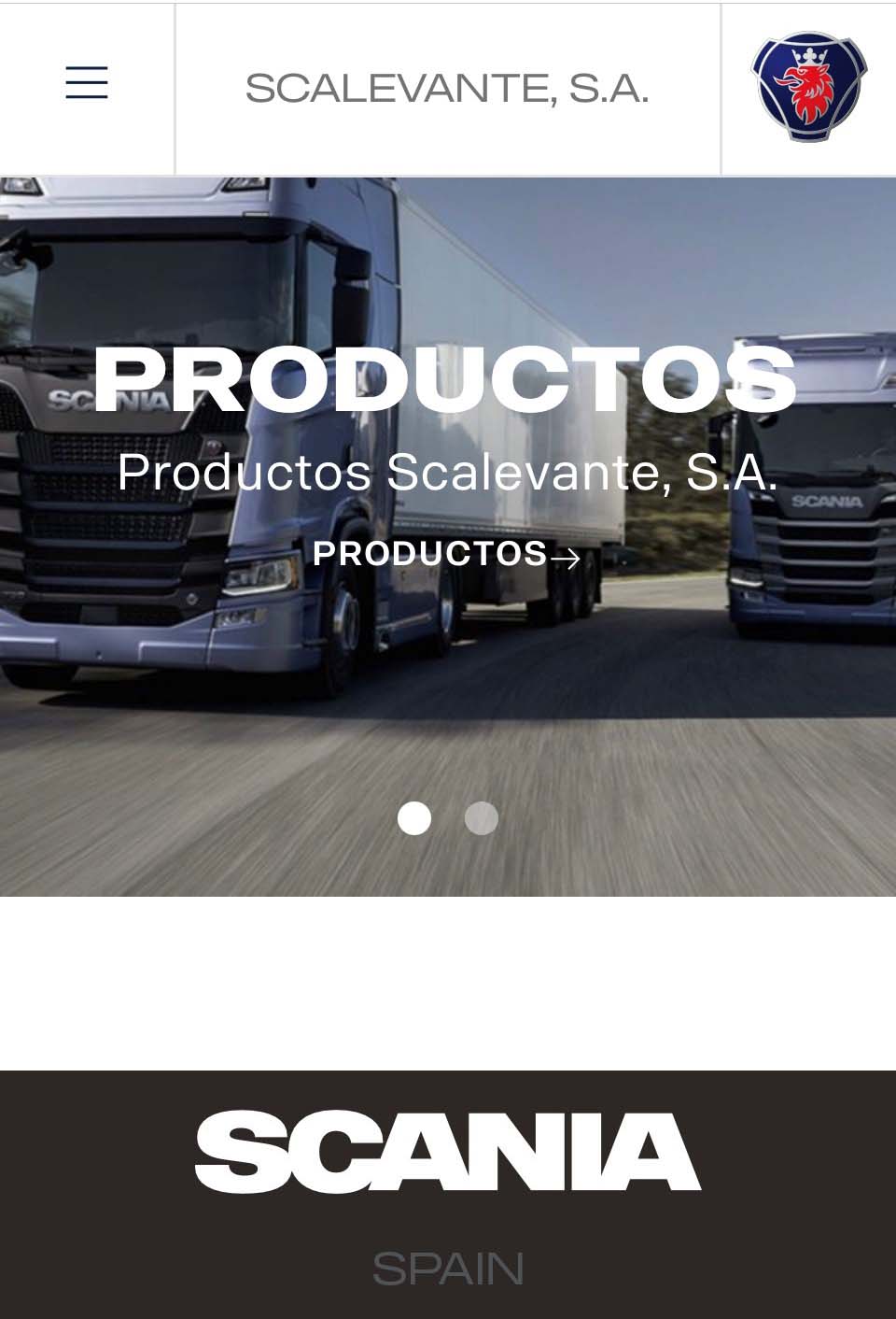 Scania branded mobile page