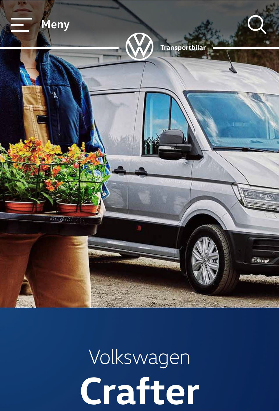 VW Crafter mobile page