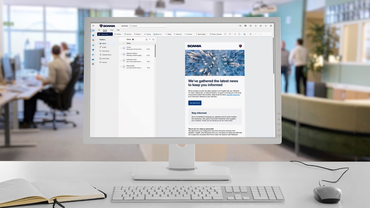 Screen with email