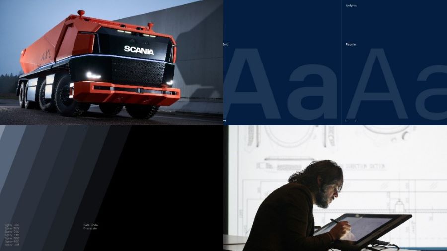 Moodboard with image of AXL, typography, grey scale and photo of designer