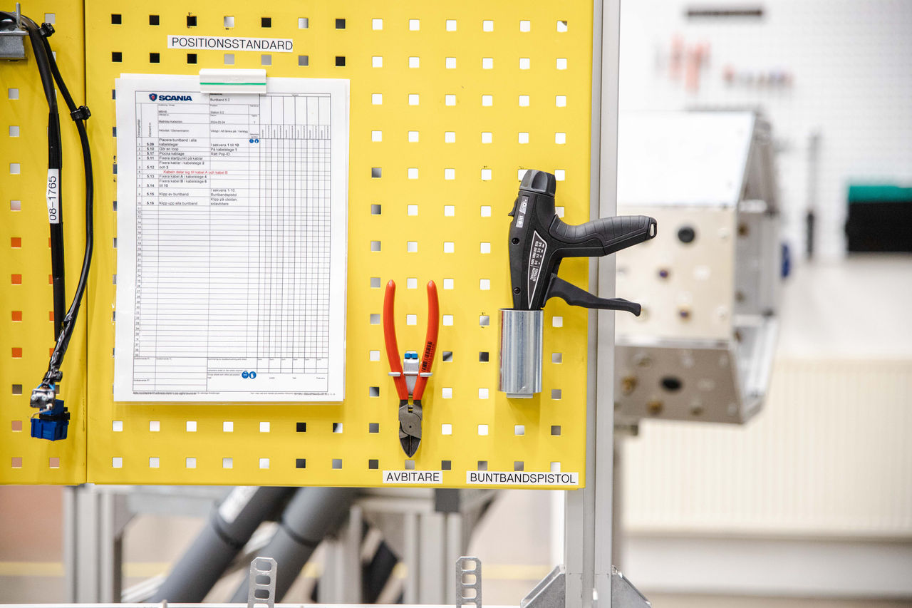 Tavla med tydligt uppmärkta verktyg och instruktioner