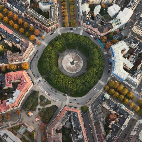 Flygfoto över cirkulationsplats