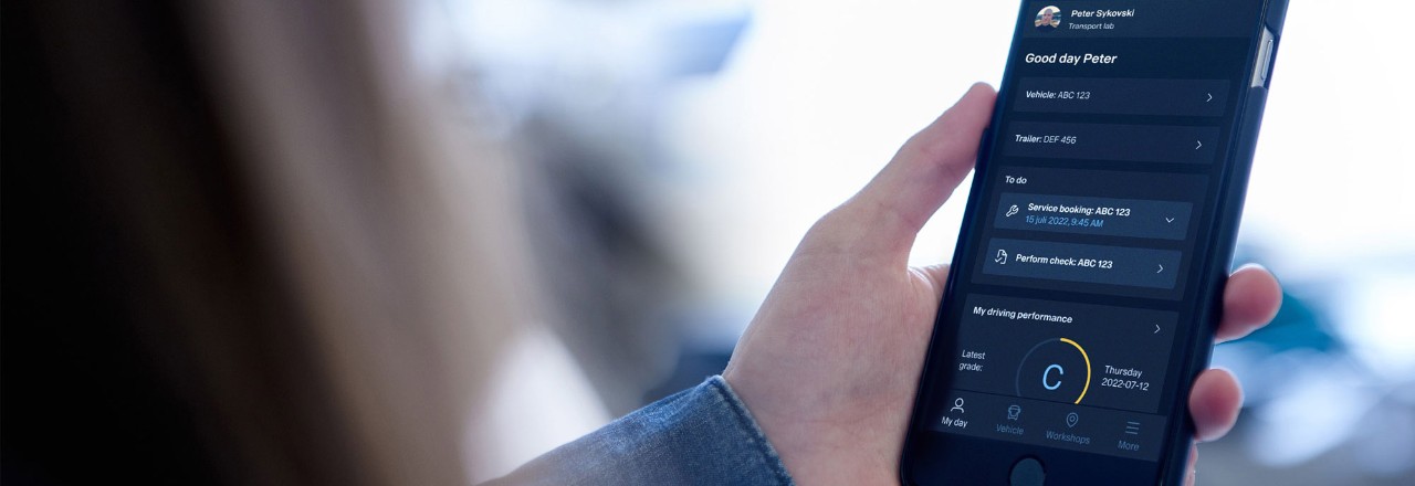 Scania driver app på en smartphone