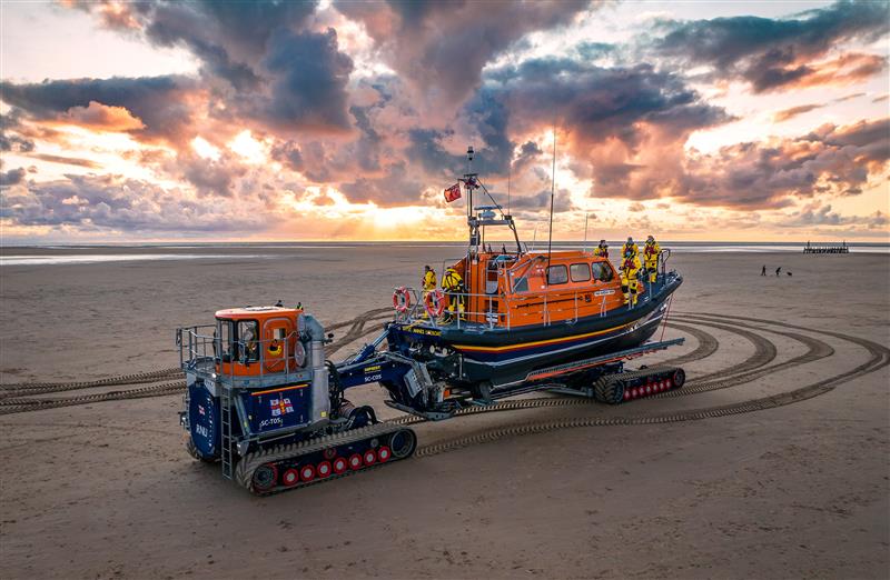 Shannon Class being pulled by SLARS on beach