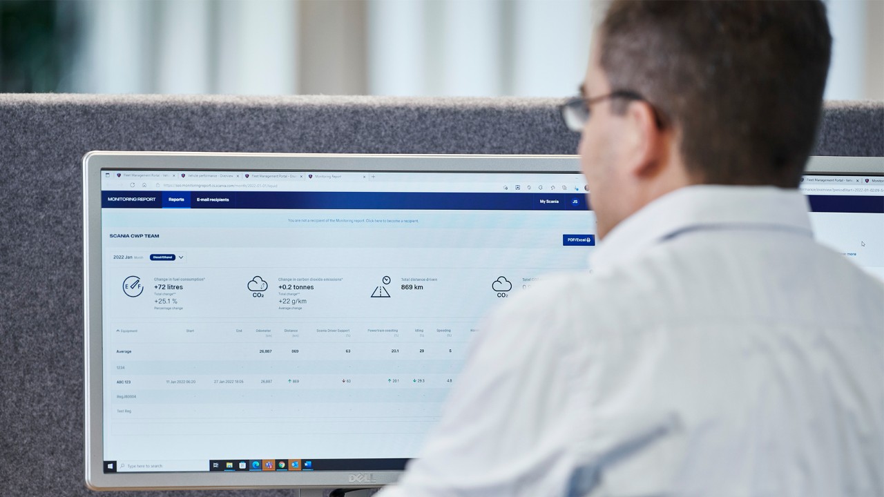Monitoring Report screen on My Scania