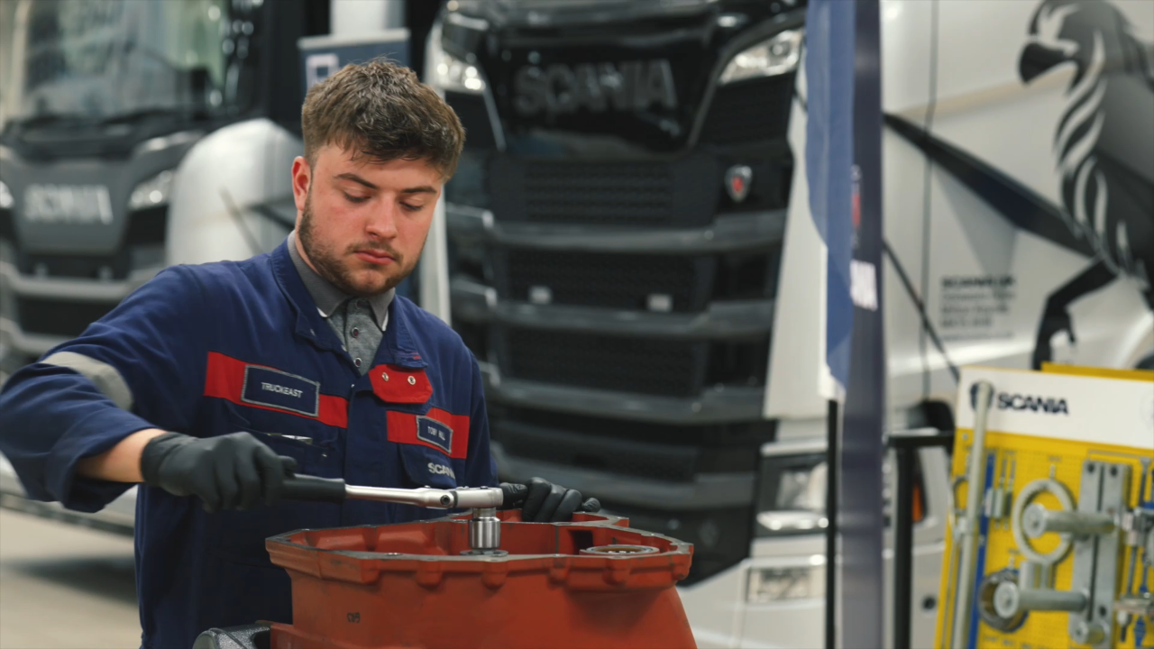 Toby Hull working on a gearbox
