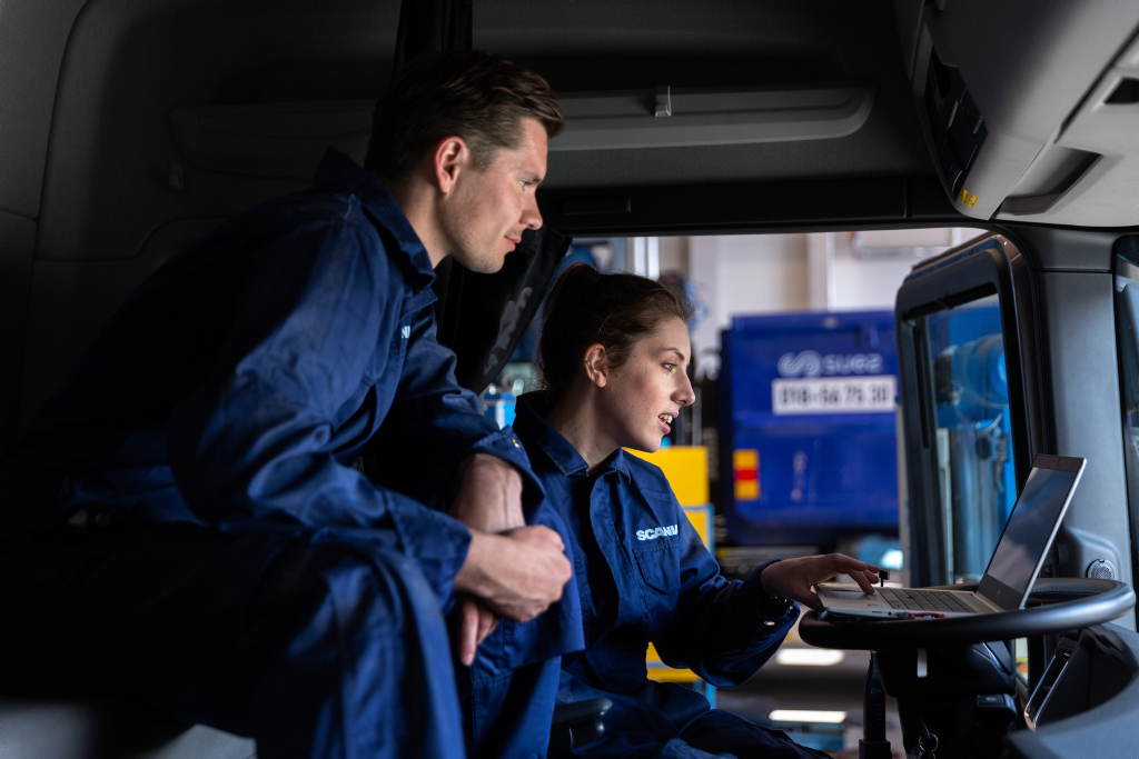Service technicians working on a Truck
