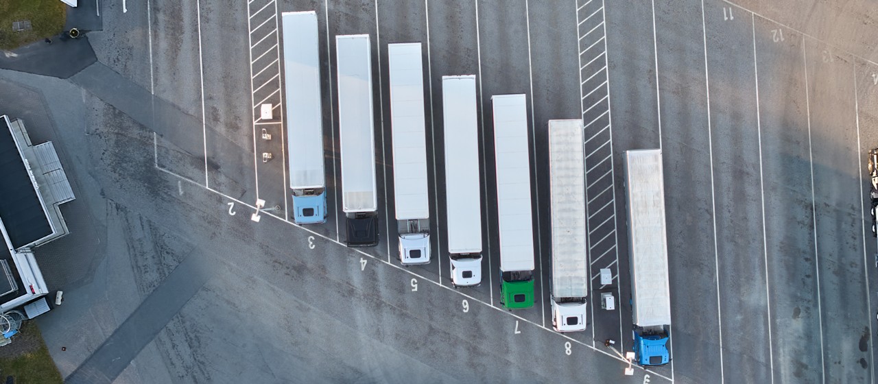 Mixed truck fleet aerial view