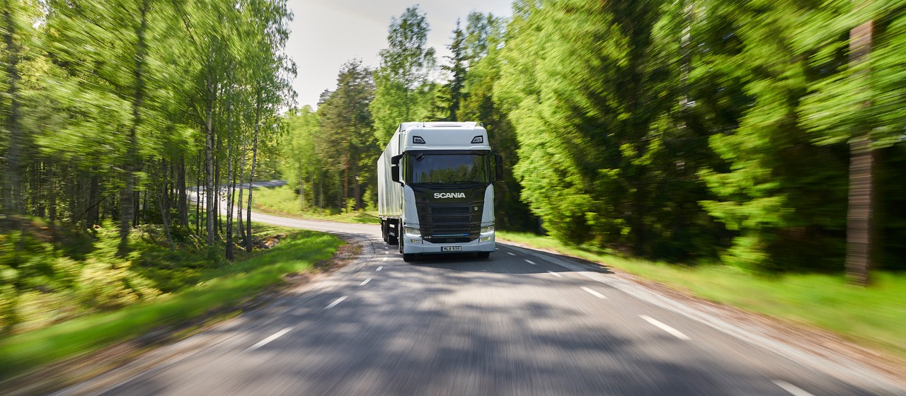 A Scania truck on a road